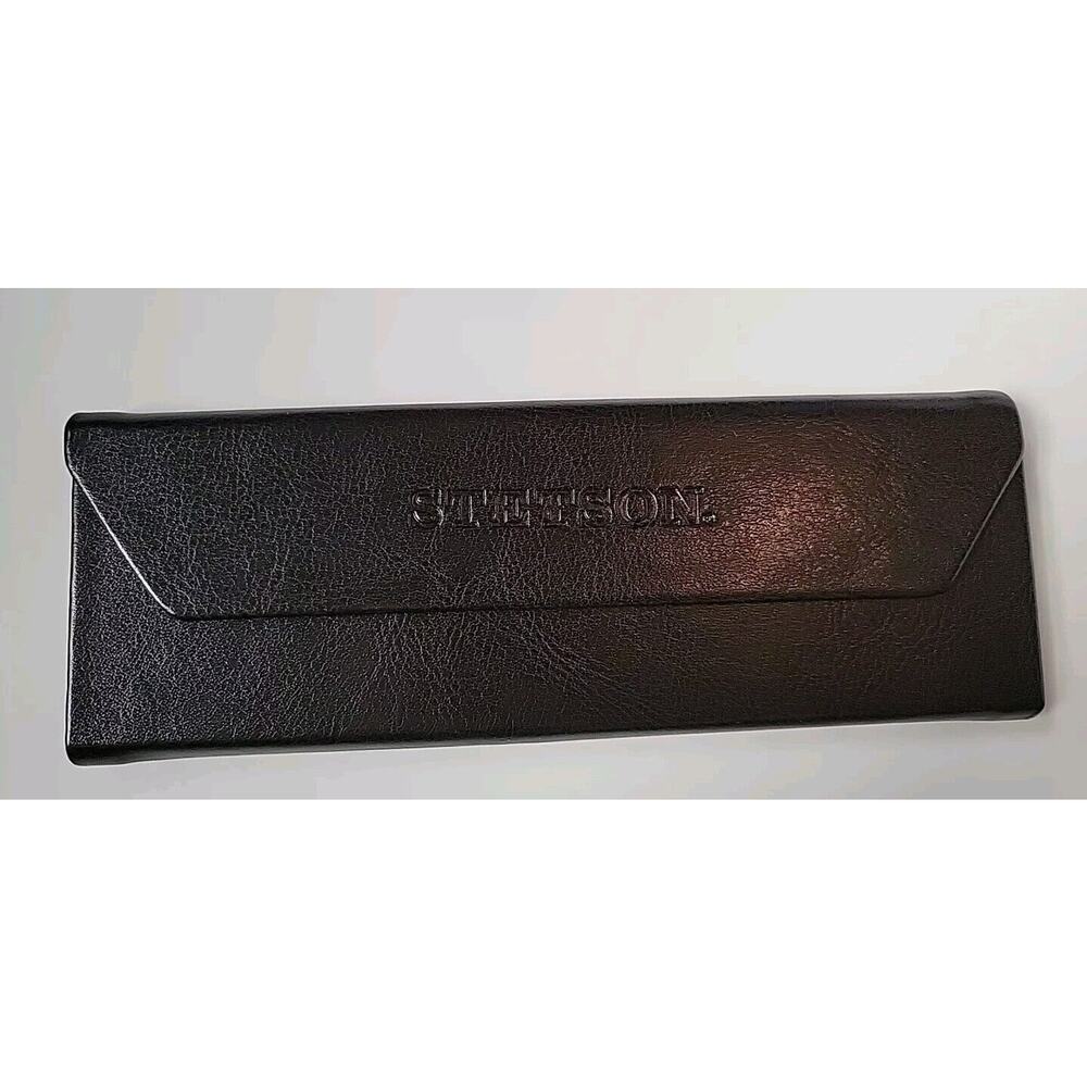 STETSON Designer Glasses Case Dark Brown Triangle Magnetic Closure